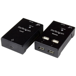 商品画像:USBエクステンダー/40m/Cat6/Cat5 LANケーブル使用/4ポート USB 2.0ハブ付/電源アダプター付属/Type-A拡張 スプリッター 分配器/USB 延長 リピーター/カテゴリ6/カテゴリ5 ケーブル経由 USB2004EXTV