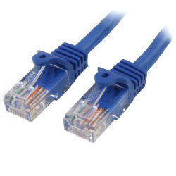 商品画像:0.5m カテゴリー5e LANケーブル ブルー RJ45コネクタ(ツメ折れ防止カバー付き) イーサネット対応Cat5e UTPケーブル 45PAT50CMBL