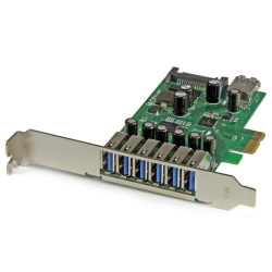 商品画像:7ポートUSB 3.0増設PCI Expressインターフェースカード USB 3.0拡張PCIe x1接続ボード(外部6ポート/内部1ポート) ロープロファイル規格にも対応 PEXUSB3S7