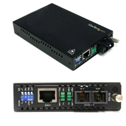商品画像:イーサネット光メディアコンバータ Ethernet(10/100Base-T) - 光ファイバ(100BASEーFX) シングルモード 最大30km延長 RJ-45(メス) - 光ファイバ 2芯SC(メス) ET90110SM302