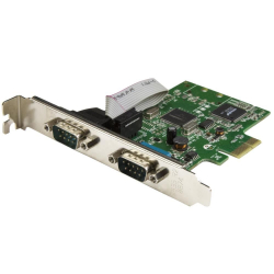 商品画像:RS232C 2ポート増設PCI Expressカード デュアルシリアルポート拡張用PCIe接続ボード 16C1050 UART内蔵 ロープロファイルにも対応 PEX2S1050