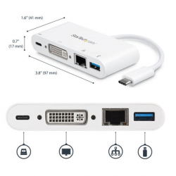 商品画像:USB Type-C接続マルチアダプタ DVI/GbE/USB 3.0ポート搭載 USB PD 2.0対応 USB Type-Cミニドッキングステーション DKT30CDVPD