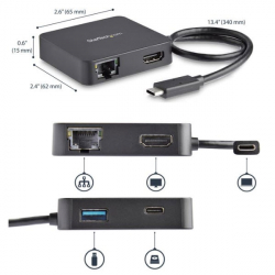 商品画像:USB Type-C接続マルチアダプタ 1x 4K HDMI 1x ギガビット有線LAN 1x USB-C 1x USB-A DKT30CHD