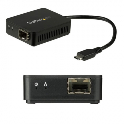 商品画像:USB-C - 光ファイバー変換アダプタ オープンSFP 1000Base-SX/LX Windows/ Mac/ Linux対応 USBネットワークアダプタ US1GC30SFP