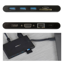 商品画像:USB Type-C接続マルチアダプタ Mac/Windows対応 HDMI/VGA 3x USB 3.0 SD/micro SD カードスロット USB PD 3.0 DKT30CHVSCPD