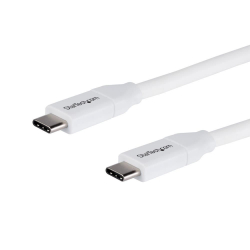 商品画像:USB 2.0 Type-C ケーブル 2m ホワイト 給電充電対応(最大5A) USB-C/ オス - USB-C/ オス USB 2.0規格準拠 USB-IF認証済み USB2C5C2MW