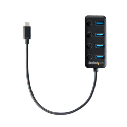 商品画像:USB-Cハブ USB-Aポートを4口搭載 各ポートごとにオン/オフ・スイッチ付き バスパワー対応USB Type-Cハブ HB30C4AIB