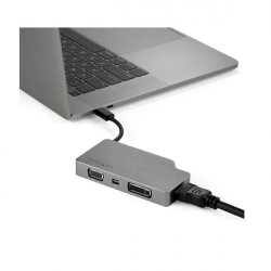 商品画像:USB Type-C マルチ変換ビデオアダプタ/HDMI 2.0 Mini DisplayPort 1.2 VGA DVI/4K60Hz(mDP HDMI)/1080p(VGA DVI)/USB タイプC接続ビデオコンバータ/スペースグレー CDPVDHDMDP2G
