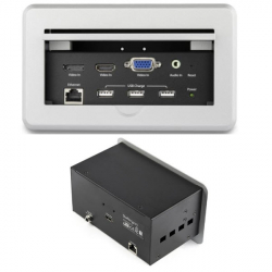 商品画像:会議用テーブルAVコネクティビティBOX 埋め込み型 充電用USBポート HDMI/ VGA/ DisplayPort入力 - HDMI出力 4K BOX4HDECP2