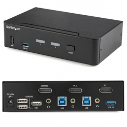 商品画像:KVMスイッチ/2ポート/1画面/DisplayPort 1.2/4K60Hz/USB 3.0ハブ/オーディオ/CPU切替器 SV231DPU34K