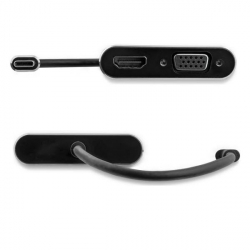 商品画像:USB-C-VGA/HDMI 変換ディスプレイアダプタ 2 in 1 USB Type-Cマルチアダプター 4K/30Hz アルミケース スペースグレー CDP2HDVGA
