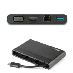 商品画像:USB Type-C接続マルチアダプタ HDMI/VGA対応 1x USB-A Mac/Windows/Chrome対応 4K 1x USB-Aポート GbEポート DKT30CHVCM