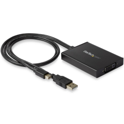商品画像:Mini DisplayPort - デュアルリンクDVI 変換アダプタ ブラック USBバスパワー対応 DVIアクティブディスプレイコンバータ MDP2DVID2