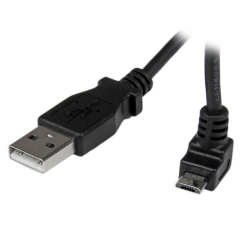 商品画像:L型上向き microUSBケーブル USB-A(オス)-マイクロ B(オス)2m USBAUB2MU