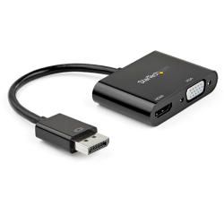 商品画像:DisplayPort-HDMI VGA 変換アダプタ/DisplayPort 1.2-HDMI 2.0(4K60Hz)またはVGA(1080p)/ディスプレイポート映像変換コンバータ DP2VGAHD20