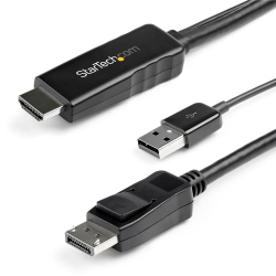 商品画像:HDMI - DisplayPort変換ケーブル 2m USBバスパワー対応 4K/30Hz HDMIからDiplayPortに変換するアクティブコンバータ HD2DPMM2M
