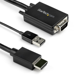 商品画像:VGA - HDMI 変換アダプタケーブル 2m USBオーディオ対応 1920x1080 アナログRGBからHDMIに変換 VGA2HDMM2M
