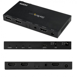商品画像:HDMI分配器 1入力2出力 4K/60Hz スケーラー内蔵HDMIスプリッター HDCP 2.2準拠 EDID認識機能 7.1chサラウンド ST122HD20S