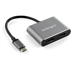 商品画像:USB-C-DisplayPort/HDMI変換アダプタ 4K/60Hz対応 USB Type-C接続HDMI/ディスプレイポート 2 in 1アダプタ CDP2DPHD