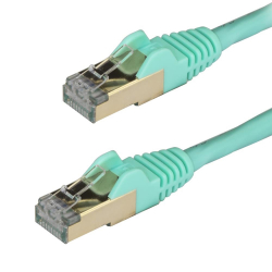 商品画像:カテゴリ6A対応LANケーブル(1m/アクア)Cat6A STP(シールドツイストペア)ケーブル ツメ折れ防止カバー付き 6ASPAT1MAQ