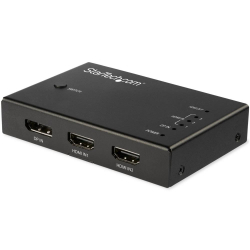 商品画像:4入力1出力HDMIディスプレイ切替器セレクター 3x HDMI/1x DisplayPort 4K60Hz対応 マルチポートHDMIスイッチ 自動切替機能付き VS421HDDP