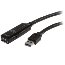 商品画像:USBケーブル/USB 3.0(5Gbps)/5m/アクティブタイプ/Type-A-Type-A/オス-メス/ACアダプター付属/ブラック/USB 延長コード/リピーター ロング エクステンダー ケーブル USB3AAEXT5M