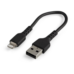 商品画像:高耐久Lightning-USB-Aケーブル 15cm/ブラック/アラミド繊維補強/iPhone、iPod、iPad対応/Apple MFi認証 アップルライトニング-USB充電同期ケーブル RUSBLTMM15CMB