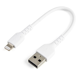 商品画像:高耐久Lightning-USB-Aケーブル 15cm/ホワイト/アラミド繊維補強/iPhone、iPod、iPad対応/Apple MFi認証 アップルライトニング-USB充電同期ケーブル RUSBLTMM15CMW