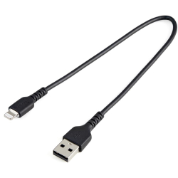 商品画像:高耐久Lightning-USB-Aケーブル 30cm/ブラック/アラミド繊維補強/iPhone、iPod、iPad対応/Apple MFi認証 アップルライトニング-USB充電同期ケーブル RUSBLTMM30CMB