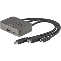 商品画像:3in1 HDMIマルチ変換アダプタ/3入力(USB-C、Mini DisplayPort、HDMI)-1出力(HDMI)/会議室ディスプレイアダプタ CDPHDMDP2HD