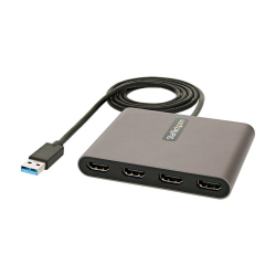 商品画像:USB 3.0-4x HDMI変換アダプター/4画面 マルチディスプレイ/1920x1200(1080p)/マルチモニター対応/USB Type-A接続/Windowsのみ/スペースグレー/USB-HDMI モニター 変換コネクター/ディスプレイ コンバーター USB32HD4