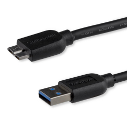 商品画像:USB 3.0 Micro-B スリムケーブル 50cm Type-A(オス)-マイクロB(オス) USB3AUB50CMS