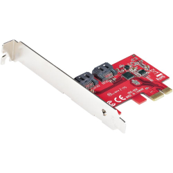 商品画像:SATA 2ポート増設 PCI Expressインターフェースカード/6Gbps/ロープロファイル & フルサイズPCI対応/PCIe SATA コントローラ/RAIDなし ASM1061チップ搭載/SATA PCIe 拡張ボード 2P6G-PCIE-SATA-CARD