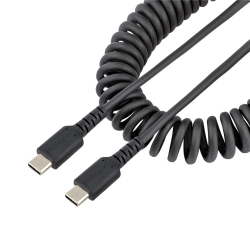 商品画像:高耐久USB-C ケーブル 1m コイル(伸縮)型/アラミド繊維補強/オス-オス/USB2.0 A-USB Type C ケーブル/タイプC 充電 カールコード R2CCC-1M-USB-CABLE