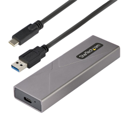 商品画像:USB-C 10Gbps-M.2 NVMe & M.2 SATA SSD 外付けケース/ツールレスSSDエンクロージャ/PCIe & SATA NGFF SSDアルミケース/対応外形サイズ:2230 2242 2260 2280/USB Type-C & A ホストケーブル M2-USB-C-NVME-SATA