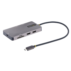 商品画像:マルチポートアダプター/USB Type-C接続/デュアルモニター/4K60Hz HDMI/100W USB PD/2x USB-Aハブ(5Gbps)/GbE/SD & MicroSDカードリーダー/各種OS対応/30cmケーブル/タイプC変換多機能ハブ 120B-USBC-MULTIPORT