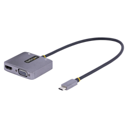 商品画像:マルチポートアダプター/USB Type-C接続/シングルモニター/4K60Hz HDMI&VGA/100W USB Power Deliveryパススルー/3.5mmオーディオ出力/Thunderbolt 3&4対応/各種OS対応/USB-C マルチポート ハブ 122-USBC-HDMI-4K-VGA