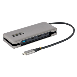 商品画像:USB-Cハブ/4ポート/1x USB-A & 3x USB-C/10Gbps USB 3.1/3.2 Gen2/Thunderbolt 3/4対応/バスパワー/25cm 巻き取り式ケーブル/ポータブル タイプC ハブ/コンパクト Type-Cハブ HB31CM1A3CB