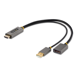 商品画像:ディスプレイ変換ケーブル/HDMI 2.0-DisplayPort 1.2/30cm/4K60Hz/アクティブ変換/USBバスパワー/HDR対応ディスプレイアダプター/PCのHDMIソースをDPモニターに出力 128-HDMI-DISPLAYPORT
