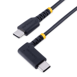 商品画像:USBケーブル/USB-C-USB-C/1m/USB 2.0/L型 右向き/USB PD 対応/急速充電 & データ転送/高耐久 アラミド繊維補強/Type-C 充電&同期コード/タイプC L字 コネクター R2CCR-1M-USB-CABLE