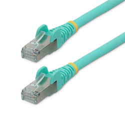 商品画像:カテゴリー6A LANケーブル/1m/アクア/LSZH(低煙ゼロハロゲン)/10GbE 500MHz/100W PoE++/S/FTP/ETL認証済/ツメ折れ防止機構付 RJ45コネクター/ハロゲンフリー CAT6A 有線LAN ネットワークイーサネット ケーブル NLAQ-1M-CAT6A-PATCH