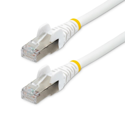 商品画像:カテゴリー6A LANケーブル/1m/ホワイト/LSZH(低煙ゼロハロゲン)/10GbE 500MHz/100W PoE++/S/FTP/ETL認証済/ツメ折れ防止機構付 RJ45コネクター/ハロゲンフリー CAT6A 有線LAN ネットワークイーサネット ケーブル NLWH-1M-CAT6A-PATCH