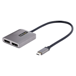 商品画像:USB-C-2x DisplayPort 1.4 変換アダプター/デュアルモニター/5K60Hz/HDR/USB4/TB4/TB3 対応/30cm一体型ケーブル/Windowsのみ/MSTハブ/マルチモニター ディスプレイポート 分配器/Type-C ディスプレイアダプター MST14CD122DP