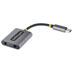 <StarTech.com>オーディオスプリッター/USB-C接続/2ポート 3.5mm 4極ステレオミニジャック/マイク入力付/24bit DAC/デュアルヘッドセット変換アダプター/Type-C ヘッドホン イヤホン AUX 分岐 分配器 USBC-AUDIO-SPLITTER