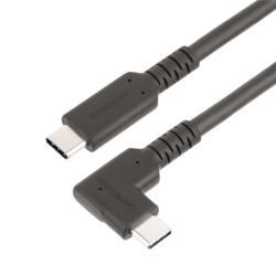 商品画像:USB-Cケーブル/L型コネクター/高耐久/2m/USB 3.2 Gen 1(5 Gbps)/4K60Hz DP Altモード/100W USB Power Delivery/アラミド繊維補強/Type-C オス-オス/ブラック/同期 PD充電/L字 直角 コネクター RUSB315CC2MBR