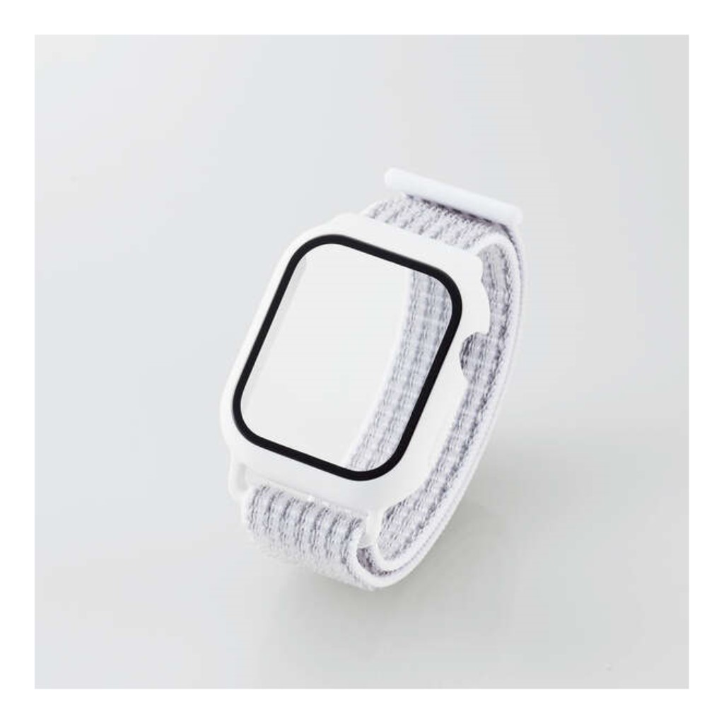 エレコム> Apple Watch series7 41mm/フルカバーケース/ガラス/バンド一体型/ファブリック/ホワイト | 123market