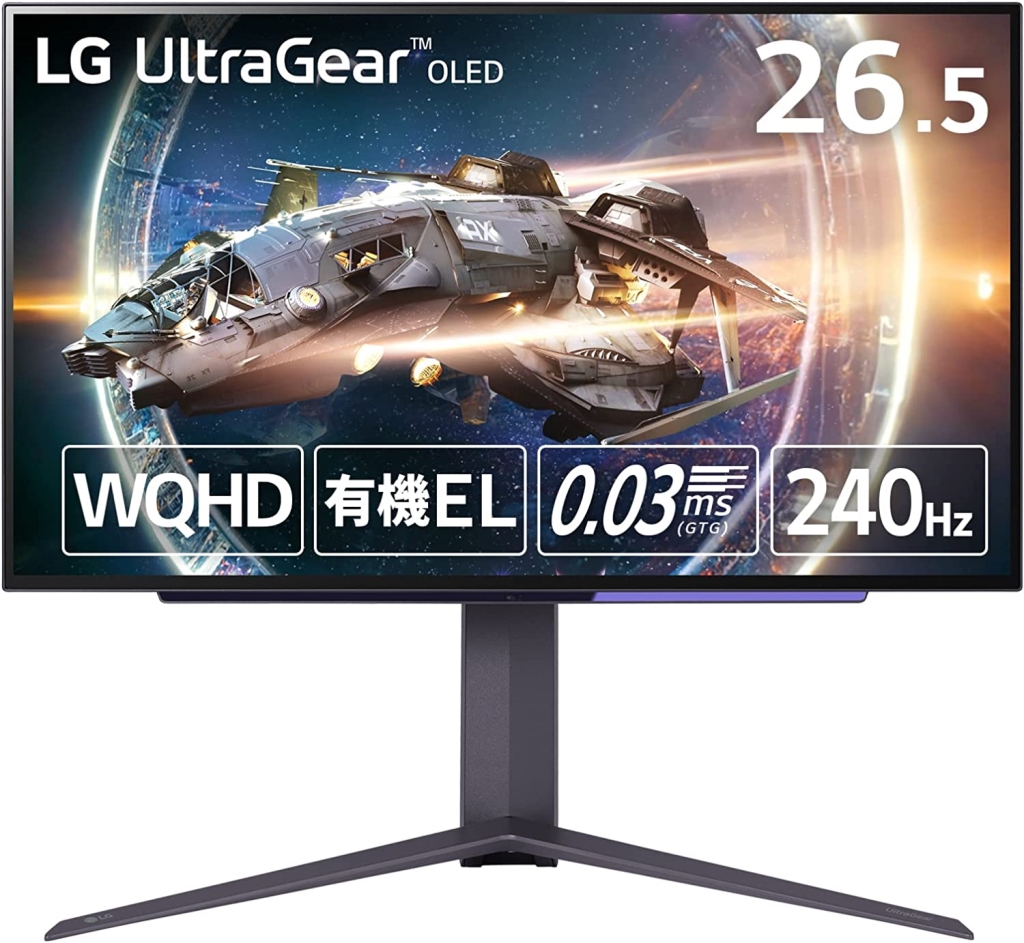 LG Electronics Japan> 26.5インチ 有機ELゲーミングモニター(2560x1440/OLEDパネル/アンチグレア/240Hz/HDMIx2/DPx1/チルト/スイベル/高さ調節/ピボット)  123market