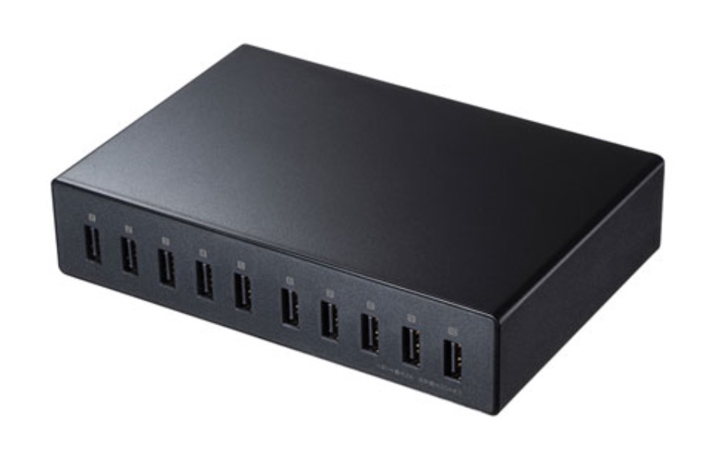 サンワサプライ> USB充電器(10ポート・合計20A・高耐久タイプ) 123market