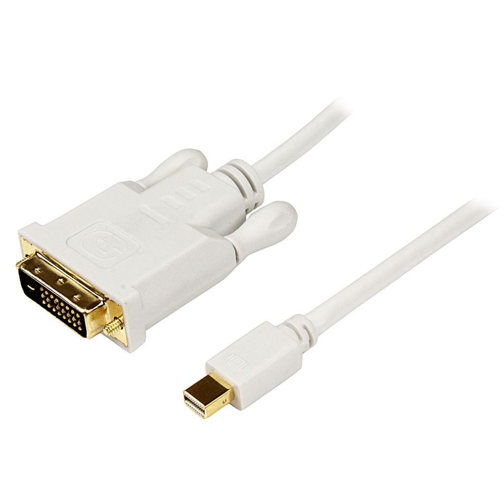 Mini DisplayPort-DVI変換ケーブル 1.8m ホワイト 1x ミニディスプレイポート/ Mini  DP(オス)-1x DVI-D 25ピン (オス)変換アダプタ 1920x1200 123market