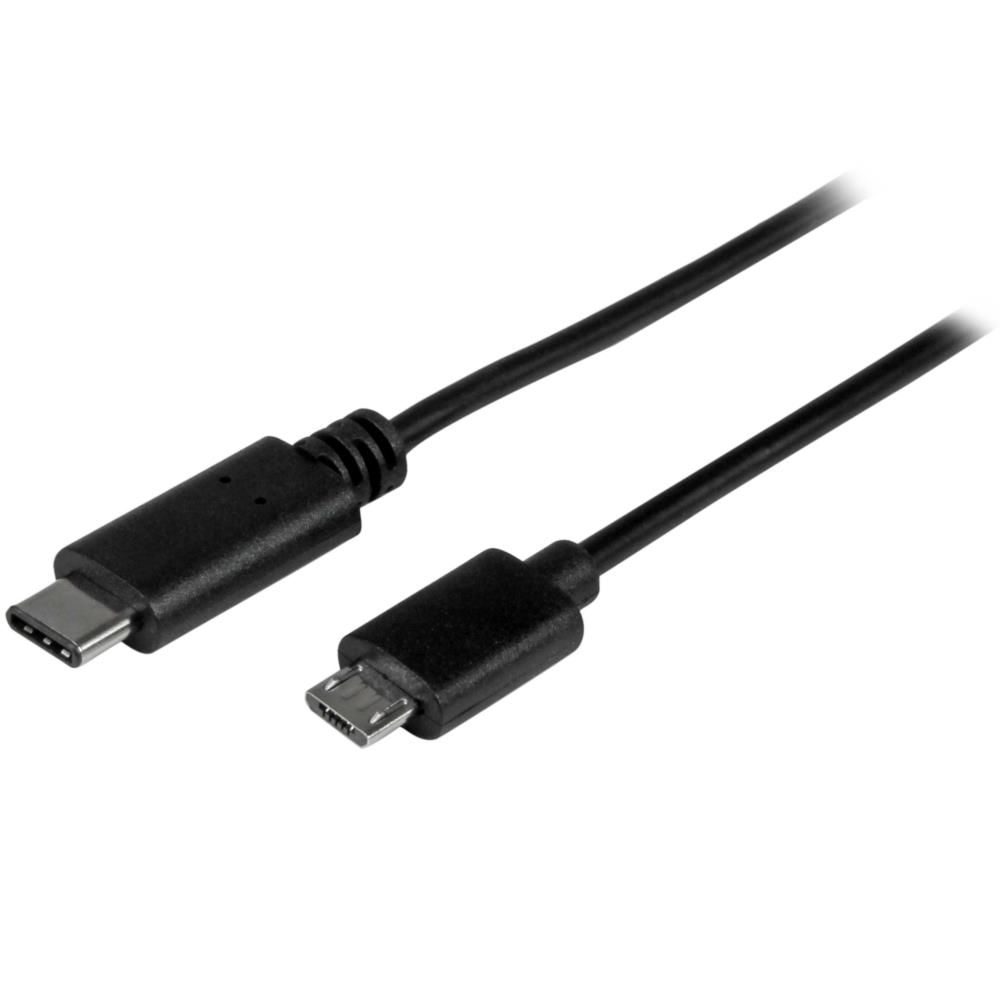 1m USB 2.0ケーブル USB MicroB オス (5ピン) USB TypeC オス (24ピン) リバーシブルデザイン